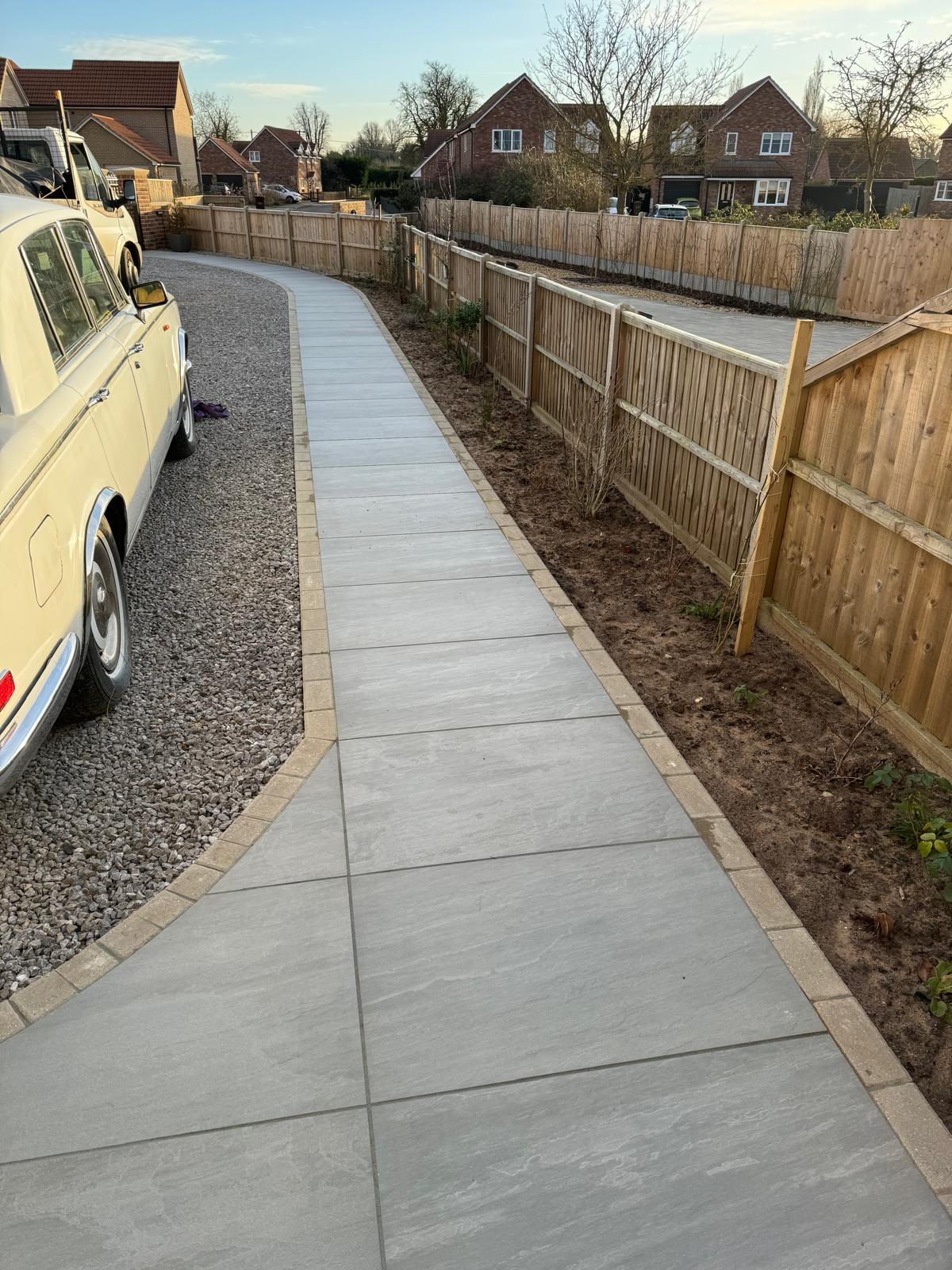 Concrete Pathway with Brick Edging